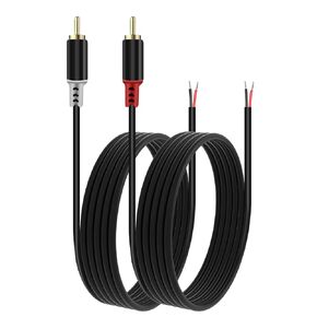 RCA to Speaker Wire Adapter, 2 Bare Wire Speaker Cables to RCA Plug Adapter Repair Speaker Wire for Speaker Amplifier Audio Video AV Receiver TV Subwoofer - 20AWG, 6.5FT