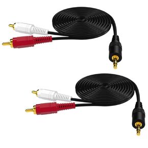 RIIPOO 3.5mm to RCA Audio Cable, 10ft 2 RCA to 3.5mm Male to Male Stereo Audio AUX Cable Cord with Gold-Plated Plugs Compatible with Amplifiers, Active Speakers, HDTV - 2 Pack