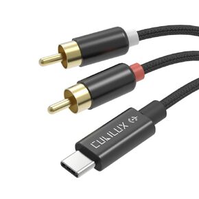 Cubilux RCA to USB C Input Cable, Stereo RCA to Type C Line In Cord for Audio Capture, Recording, Thunderbolt 4/3 RCA In Cable for Laptop, MacBook, iPad Pro, iPhone 15, Samsung, Pixel, Android, 5 Feet