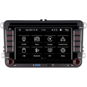 Double din Car Stereo Compatible with Wireless Carplay Android Auto with High Power Output 7 inch Bluetooth/FM AM Radio/USB/for VW Golf 5 6 Passat Jetta Caddy EOS T5 Tiguan Touran CC Polo