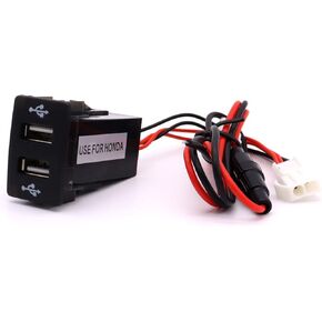 MOTONG Dual USB Socket for Honda - 2.1A Dual USB Power Socket Port for 14/12/8,Samsun and More(37 * 24mm)