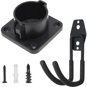 EV Charger Holder-Electric Vehicle Charger Nozzle Holster Dock and J-Hook Combination for J1772 Connector.