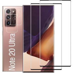 [2+2 Pack] Galaxy Note 20 Ultra Screen Protector with Camera Lens Protector,Support Fingerprint, 3D Curved, HD Clear, 9H Hardness Tempered Glass Film for Samsung Galaxy Note 20 Ultra 5G (6.9 Inch)