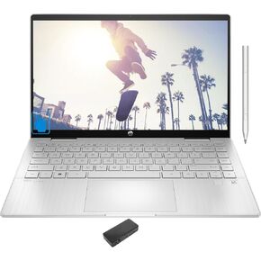 HP Pavilion x360 School & Business 2-in-1 Laptop (Intel i5-1335U 10-Core, 8GB RAM, 2TB PCIe SSD, Intel Iris Xe, 14.0" 60 Hz Touch Full HD (1920x1080), Active Pen, Win 11 Pro) with USB-C Dock