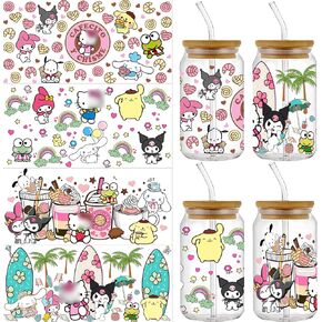 Cute Cartoon UV DTF Wrap Transfer, Kawaii Theme Wraps, Waterproof Decal, Christmas Gift for Kids, Teens, Adults (B)