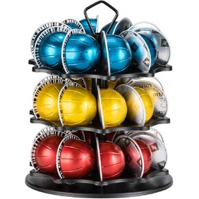 FlagShip Coffee Pod Holder Carousel 3 Tier for Vertuo Pod Holder Metal DIY Install Small for Vertuo Pod Stand (30 Pods Capacity)