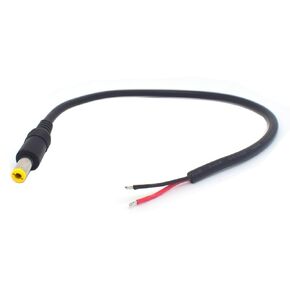 Single 1M/3.3FT 22AWG DC Power 5.5mm x 2.5mm Barrel Male Plug Connector Pigtail，3A 5525 DC Cable Extension 2 Pin Open End to Bare Wire DIY Cord for DC Power Supply Cable Repair