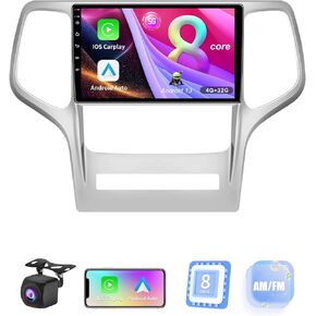 8 Core (4GB+32GB) Car Stereo Upgrade Radio for Jeep Grand Cherokee 2008-2013,Android 13 GPS Navigation with Wireless Carplay Android Auto Support AM FM RSD Bluetooth 5.0, 5G WiFi, 4G LTE