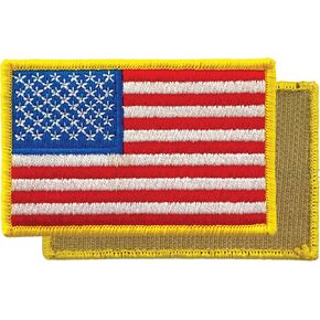 USA American Flag Patch 3 x 2 Templar Armoury - Premium Embroidered - Hook and Loop - Gold Border - United States of America - Military Uniform - US Flag Patch - Red, White, and Blue (Left Side)