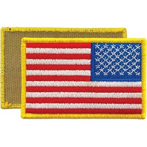 USA American Flag Patch 3 x 2 Templar Armoury - Premium Embroidered - Hook and Loop - Gold Border - United States of America - Military Uniform - US Flag Patch - Red, White, and Blue (Left Side)