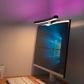 Computer Monitor Lamp, Curved Monitor Light Bar, Stepless Dimming 3 Color Temperature Touch Control Type C Computer Screen Lamp for Office