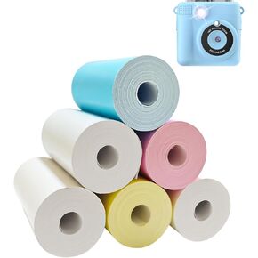 JOYTRIP Kids Instant Print Camera Paper 6 roll，Printer Paper, HD Printing Thermal Print Paper Set,Compatible with Most Kids' Instant Cameras,Mixed Pack (Colored and White)