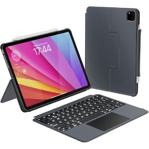 Macally iPad Pro 11 Inch M4 Case with Keyboard (2024 Gen 7) - Detachable Backlit Keyboard with Trackpad, Multi-View Stand, Apple Pencil Holder - iPad Pro Keyboard Case 11 Inch