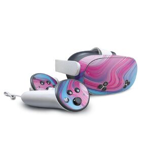 Glossy Glitter VR Skin Compatible with Meta Quest 3S - Synthwave Starship - Premium 3M Vinyl Protective Wrap Decal Cover - Easy to Apply | Crafted in The USA by MightySkins