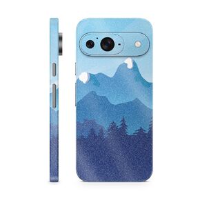 Carbon Fiber Laptop Skin Compatible with Pixel 9 - Blue Mountains - Premium 3M Vinyl Protective Wrap Decal Cover - Easy to Apply | Crafted in The USA by MightySkins