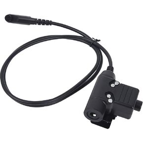 Tactical U94 PTT Headset Adapter Adaptor Push-to-Talk Button Compatible with Hytera HYT pd602i pd682i pd662i hp602 hp682 bd519 bd6302 pd680 x1p x1e (Civilian Wiring,Black,Wired)