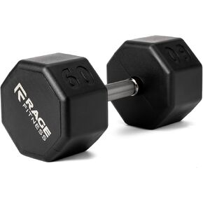 Dumbbells Premium Rubber Encased Exercise & Fitness Hex Dumbbell (Sold Individually), Black with Steel Chrome, Weight for Strength Training, Hexagon Dumbbell