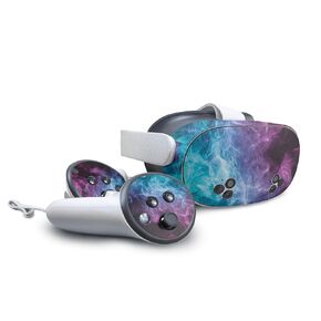 Glossy Glitter VR Skin Compatible with Meta Quest 3S - Skull with Cigarette - Premium 3M Vinyl Protective Wrap Decal Cover - Easy to Apply | Crafted in The USA by MightySkins