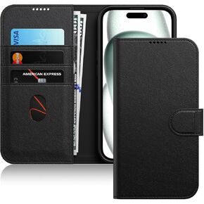 JETech Wallet Case for iPhone 15 6.1-Inch, Shockproof PU Leather Magnetic Flip Cover with Card Holder, Stand Feature and Full Camera Protection (Green)