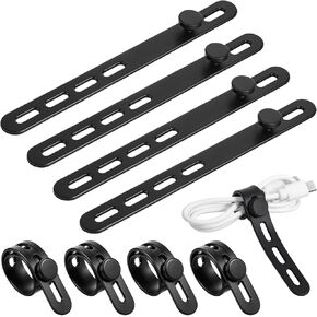 10 Pcs Silicone Cable Ties Cord Organizer Wrap Reusable Wire Management with Lock Buckle Elastic Adjustable Charger Cable Strap Tie Electrical Cord Keeper in Home Office Kitchen in Kuwait