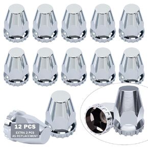 45 Pack Lug Nut Covers with Installation Tool Extra 5 Pcs Nut Covers as Replacement to Prevent Damage 33mm ABS Chrome Screw-on Nut Cover Caps for Semi Truck Trailer