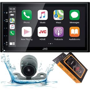JVC KW-M56BT Digital Media Receiver w/ 6.8" Touch with Apple CarPlay & Android Auto + Bluetooth with HD Camera and Gravity Magnet Phone Holder Bundle