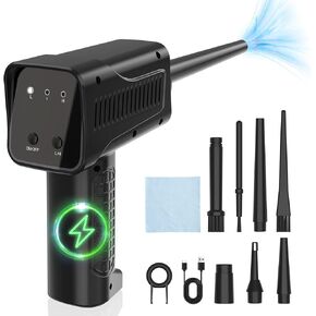 منفضة هواء مضغوط، منفضة هواء كهربائية قابلة لإعادة الشحن للمكتب، علبة هواء بديلة جيدة، منفاخ هواء للكمبيوتر اللاسلكي، منظف منفضة لوحة مفاتيح الكمبيوتر 90000 دورة في الدقيقة مع 8 مصابيح LED، 7500 مللي أمبير في الساعة، 3 أوضاع للسرعة in Kuwait