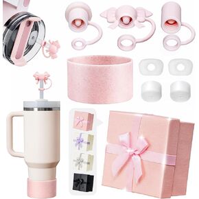 Spill Stoppers Set for Stanley Cup Accessories 8PCS with Gift Box, 3 Silicone Straw Cover Caps, 4 Leak Stoppers, 1 Boot for Stanley Accessories 40oz 30oz Tumbler