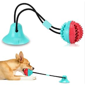 Interactive Dog Toys Tug of War, Mentally Stimulating Toys for Dogs, Puppy Teething Toys for Boredom to Keep Them Busy, Dog Puzzle Treat Food Dispensing Ball Toy for Small Medium Dogs(Red+Turquoise)!