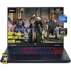acer Predator Helios Neo 16 Gaming Laptop 16" WUXGA IPS 165Hz (100% sRGB) Intel 24-Core i9-14900HX 64GB RAM 2TB SSD GeForce RTX 4060 8GB RGB Backlit Killer AX1675i Win11 w/ICP Accessory