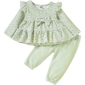 1-6T فريدة من نوعها طفل الفتيات أطقم ملابس للأطفال الصغار بلون الكتان تونك الأعلى والزهور طماق مجموعة ملابس in Kuwait