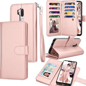 Tekcoo Wallet Case for LG G7 / LG G7 ThinQ, PU Leather Luxury ID Cash Credit Card Slots Holder Purse Carrying Folio Flip Cover [Detachable Magnetic Hard Case] Kickstand - Black