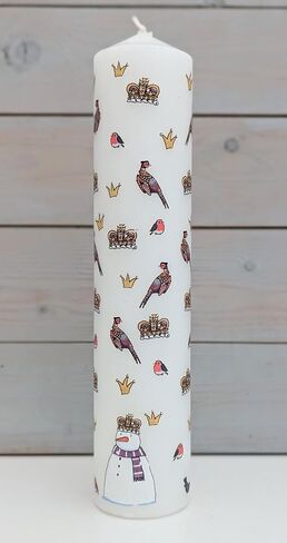 Advent Candle Winter Wildlife 4.5 cm x 25.5 cm Pillar Candle Wax Pillar 50 Hours Burn Time Made in England in Saudi Arabia