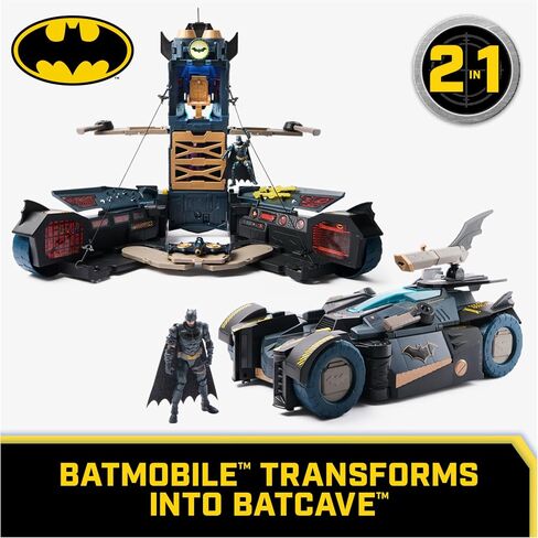DC Comics Batman, Ultimate Transforming Batmobile Playset, 2-in-1 Playset with Exclusive Figure and Glider, Lights, Sounds, Kids Toys for Boys and Girls 4+ in Saudi Arabia