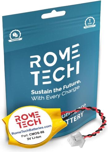 بطارية Rome Tech CR2016 CMOS BIOS لجهاز Lenovo ThinkPad X1 Yoga 1st Gen (النوع 20FQ، 20FR) / Lenovo ThinkPad X1 Yoga 2nd Gen (النوع 20JD، 20JE) - بطارية احتياطية للكمبيوتر المحمول 3V RTC CR 2016 مع كابلين سلكيين in Kuwait