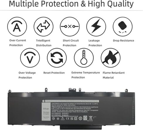 استبدال بطارية الكمبيوتر المحمول WJ5R2 لجهاز Dell Latitude 5570 E5570 Precision 3510 M3510 Series Notebook، 4F5YV WJ5R2 G9G1H K1G3K 11.4V 84Wh in Kuwait