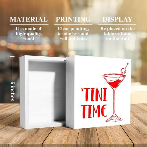 Bar Decor Wooden Box Sign, Home Kitchen Dining Room Drinking Bar Table Decor Cheers Bar Cart Cocktails Decoration, Bar Gifts for Women Men Couples, Limit Happy to One Hour in Saudi Arabia