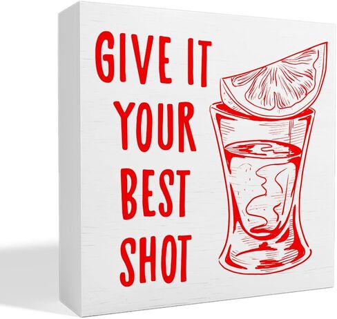 Bar Decor Wooden Box Sign, Home Kitchen Dining Room Drinking Bar Table Decor Cheers Bar Cart Cocktails Decoration, Bar Gifts for Women Men Couples, Limit Happy to One Hour in Saudi Arabia