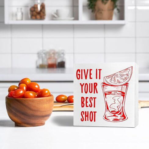 Bar Decor Wooden Box Sign, Home Kitchen Dining Room Drinking Bar Table Decor Cheers Bar Cart Cocktails Decoration, Bar Gifts for Women Men Couples, Limit Happy to One Hour in Saudi Arabia