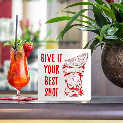 Bar Decor Wooden Box Sign, Home Kitchen Dining Room Drinking Bar Table Decor Cheers Bar Cart Cocktails Decoration, Bar Gifts for Women Men Couples, Limit Happy to One Hour in Saudi Arabia