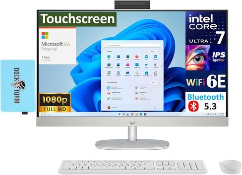 HP All-in-One 27 AI Powered All-in-One 27" Touchscreen IPS FHD Display (Intel Core Ultra 7 155U, 16GB DDR5, 8TB PCIe SSD, Intel Graphics, Win 11 Home) w/MS 365 Personal, DKZ USB Port Expander in Saudi Arabia