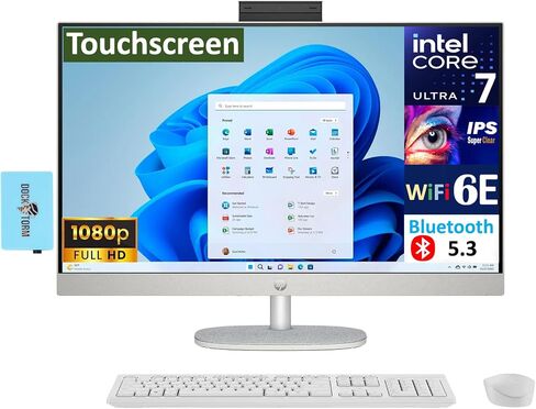 HP All-in-One 27 AI Powered All-in-One 27" Touchscreen IPS FHD Display (Intel Core Ultra 7 155U, 32GB DDR5, 8TB PCIe SSD, Intel Graphics, WiFi 6, Webcam, Win 11 Home) w/DKZ USB Port Expander in Saudi Arabia