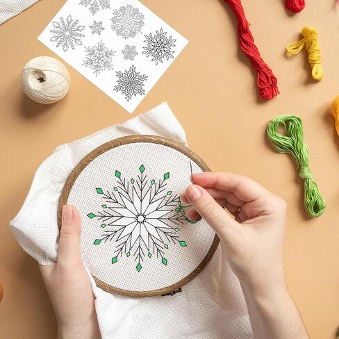 Water Soluble Embroidery Patterns Stabilizers - Rngmsi 6 Sheets Christmas Stick and Stitch Embroidery Paper Wash Away 57 Pcs Snowflakes Xmas Tree Designs Transfer Paper Stabilizers for Hand Sewing in Kuwait