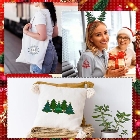 Water Soluble Embroidery Patterns Stabilizers - Rngmsi 6 Sheets Christmas Stick and Stitch Embroidery Paper Wash Away 57 Pcs Snowflakes Xmas Tree Designs Transfer Paper Stabilizers for Hand Sewing in Kuwait