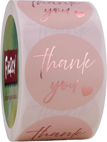 Pink Thank You Stickers | 1.5 inch Thank You Sticker Labels Roll | 500 Gold Foil Thank You Stickers Small Business | Adhensive Labels for Small Business Supplies in Saudi Arabia