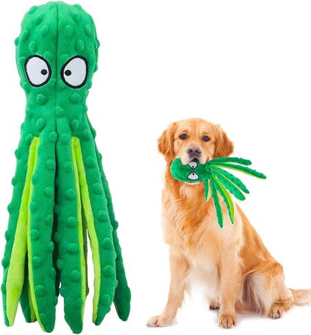 Squeaky Dog Toys - Octopus Plush Crinkle Toys with No Stuffing, Durable Interactive Pet Toys for Small, Medium & Large Dogs, Great for Teething and Play(1PCAK Plush Octopus) in Kuwait