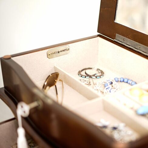 خزانة مجوهرات Alveare Home North - منظم تخزين بقفل مع سبعة أدراج واسعة، أسود in Kuwait