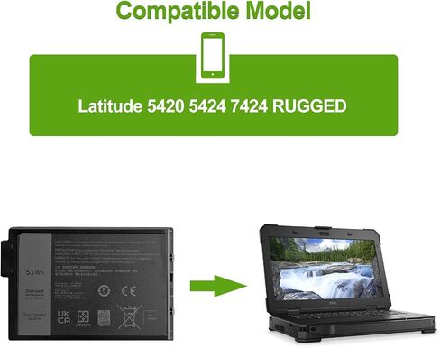 بطارية بديلة 7WNW1 متوافقة مع الكمبيوتر المحمول Dell Latitude 7424 5424 5420 Rugged Extreme Series DMF8C 0DMF8C in Saudi Arabia