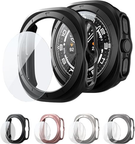 5 Pack Bumper Case, 3 Pack Tempered Film Compatible with Samsung Galaxy Watch 7 47mm Case TPU Soft Rugged Bezel for Galaxy Watch 7 Ultra Screen Protector in Saudi Arabia