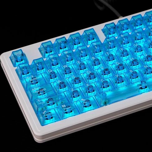 mintcaps Crystal Clear Keyboard Keycaps Transparent PC Cherry Profile Red Keycap Set 114 Keys Shine Through Key Cap for Cherry Gateron Mx Switches Mechanical Keyboard in Saudi Arabia